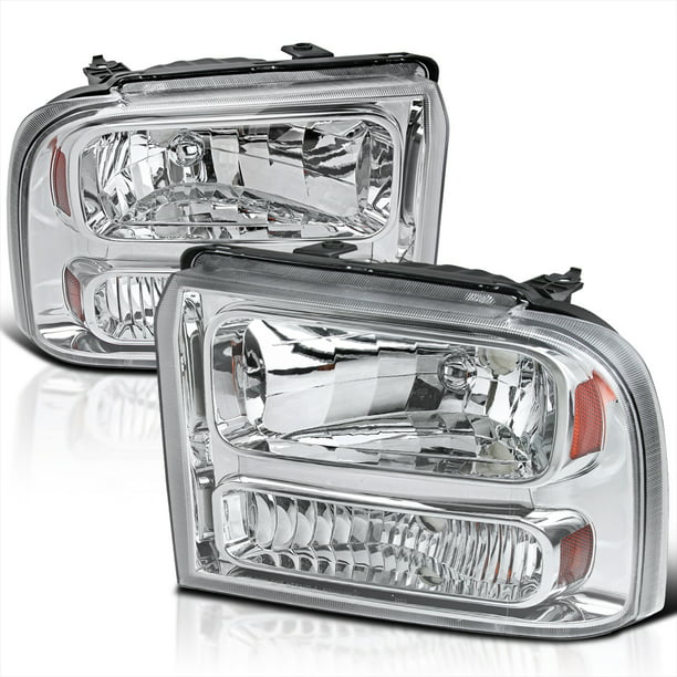 Headlight Assembly Compatible with Ford F250/F350 Super Duty 94-04 Headlamps with Black Housing Amber Corner 